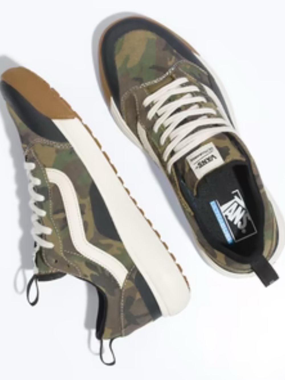 Vans Camo Low-Top Sneakers in Olive, Black & White